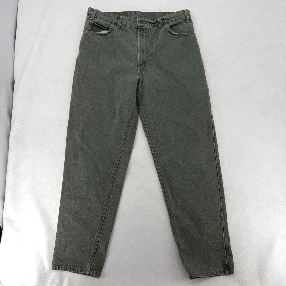 Vintage Levis 550 Orange Tab Jeans 38x32 Relaxed Tapered Grey Green Made in USA